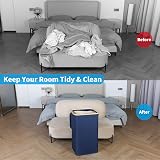 efluky XL 100L Laundry Basket with Lid Bamboo Handles & Inner Bag (Blue) view 2