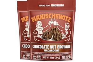 Manischewitz Chocolate Nut Brownie Macaroons, 10 oz (2 Pack) | Coconut Macaroons | Resealable Bag | Dairy Free | Gluten Free Coconut Cookie | Kosher for Passover