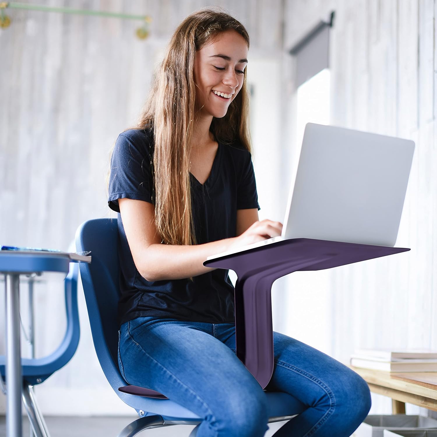 ECR4Kids - ELR-15810-EP The Surf Portable Lap Desk, Flexible Seating for Homeschool and Classrooms, One-Piece Writing Table for Kids, Teens and Adults, GREENGUARD [Gold] Certified, Eggplant: Industrial & Scientific