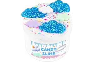 LAWOHO Slime Kit Includes 200ml White Glossy Slimes, 50ml Blue Glimmer Tubes Clear Slime and 4 Cute Add-Ins, Kids Party Favor