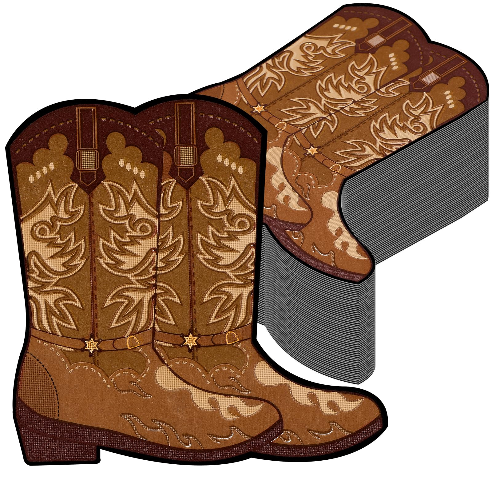 Photo 1 of 200Pcs Cowboy Boot Napkins Western Cowboy Party Decorations Wild West Cowgirl Boot Decorative Napkins Parties Supplies for Baby Shower Rodeo Boot Shaped Birthday Lunch Dinner Table Decor Party Favor