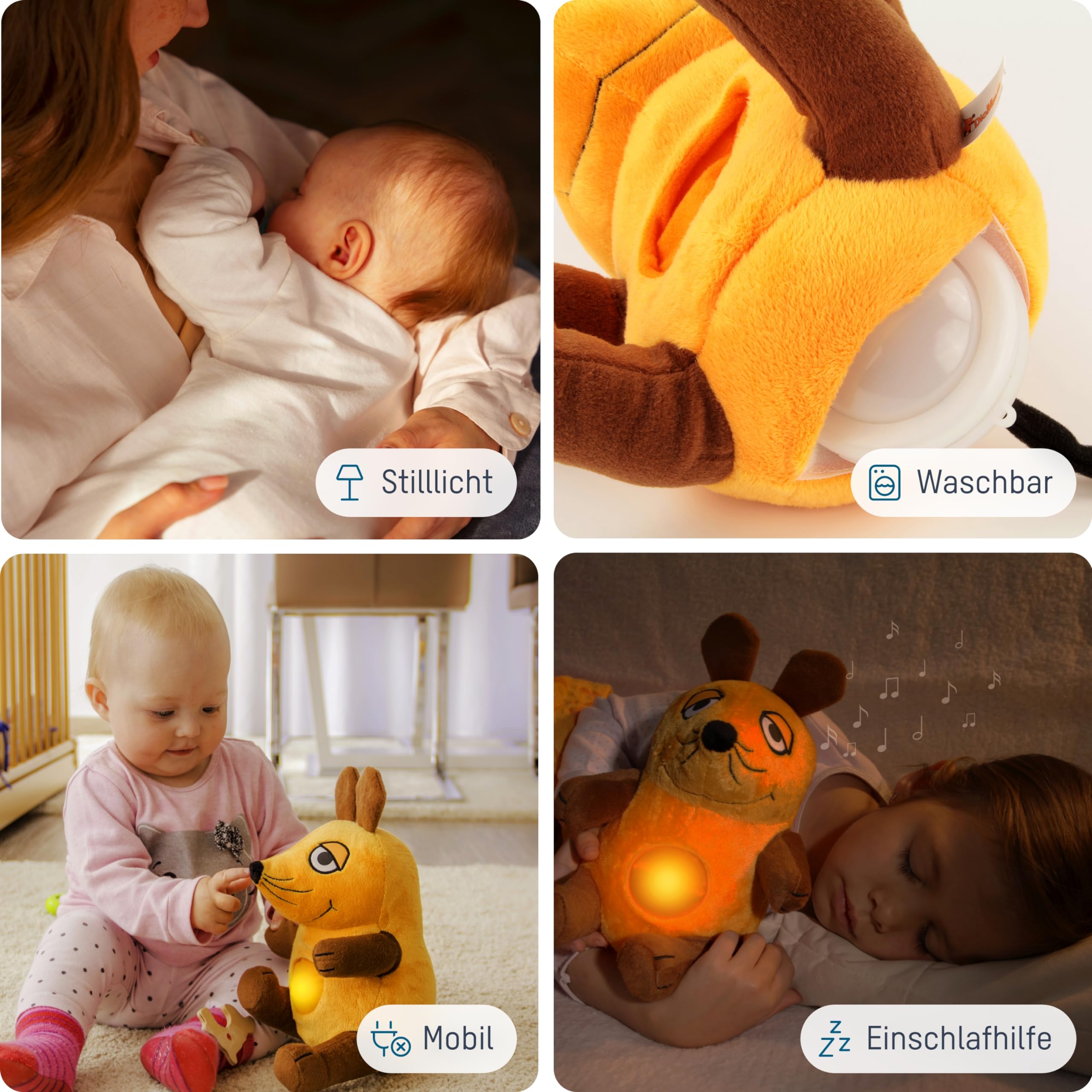 ANSMANN Kuscheltier mit LED Nachtlicht „Die Maus“ von der TV Sendung mit der Maus - Einschlafhilfe zum Kuscheln mit Musik Funktion - Kuschelweiches 2 in 1 Plüschtier für Kinderzimmer 6