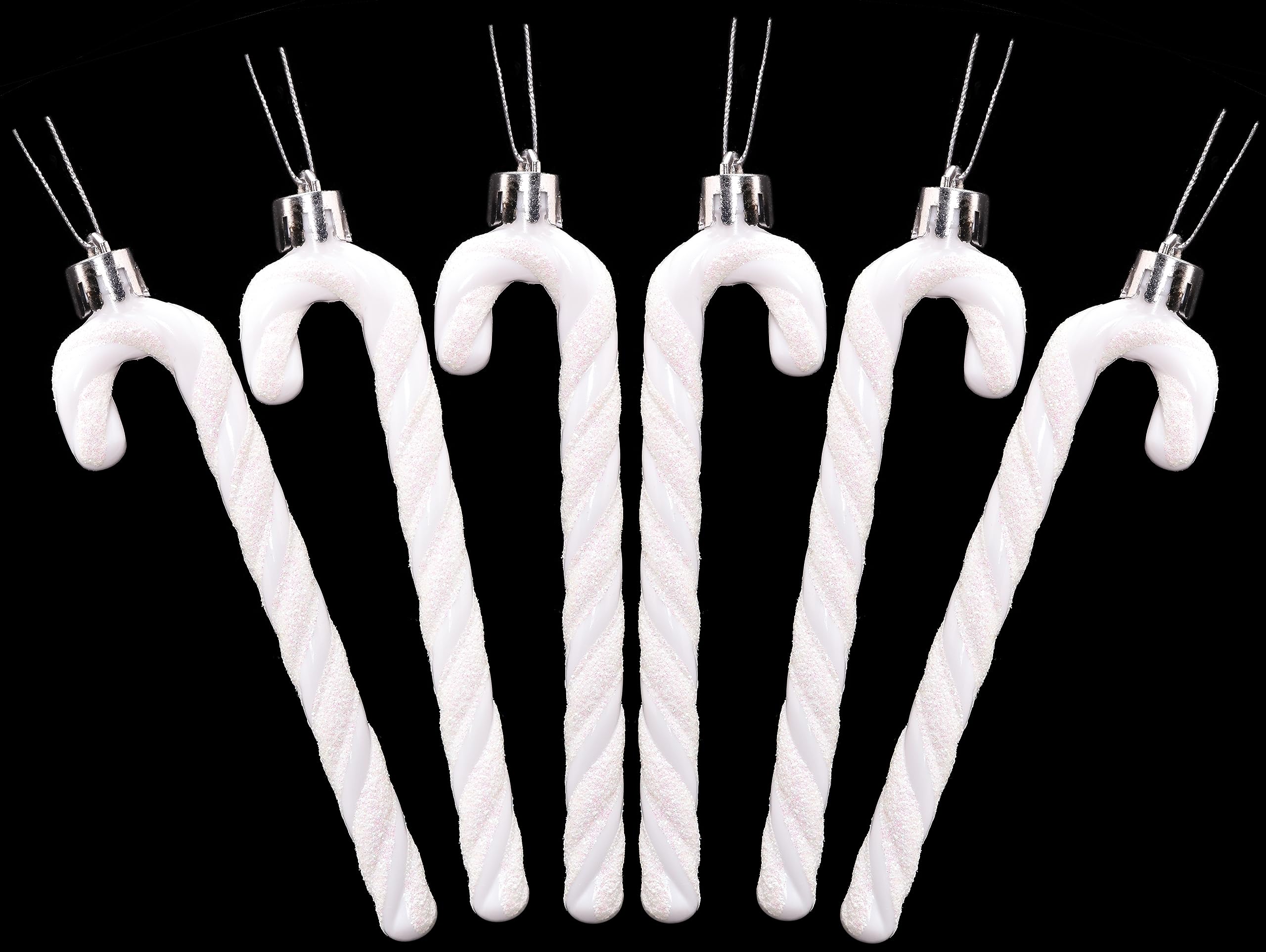 Christmas Concepts® Pack Of 6-13cm Glitter Candy Cane Christmas Tree Decorations (White)
