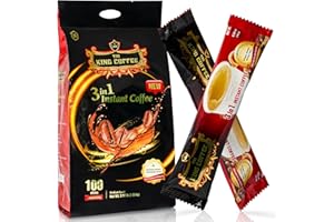 TNI King Coffee 3 in 1 Instant Vietnamese Coffee, 100 Single Serve Packets - Individual Pocket Size Sachet Sticks - Blended with Coffee, Cream Powder and Sugar - Bulk Size Pack