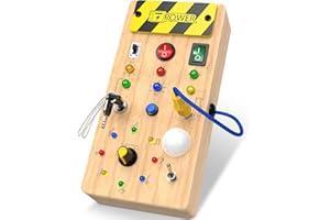 JGOBUB Montessori Toddler Toys-Baby Wooden Busy Board-Sensory Toys with Light Switch-Baby Travel Toys-Preschool Educational Learning Activities Toys-Gifts for Boys Girls Ages 1 2 3 4+ Year Old