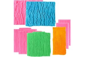 Beasea Silicone Molds for Cakes Decorating, 5pcs Woodgrain Silicone Lace Fondant Mold Fondant Texture Mat Sheet for Sugar Lac