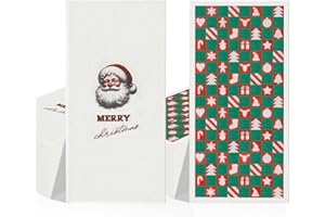JEBBLAS 50Pack Cloth Like Christmas Napkins, 3-Ply Disposable Linen Feel Napkin, 2 Style Design Holiday Napkins with Santa, C