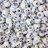 SeedBeadExplosion Skull Beads Bone White Aged Antiqued Pony Beads Made in USA (B07585)