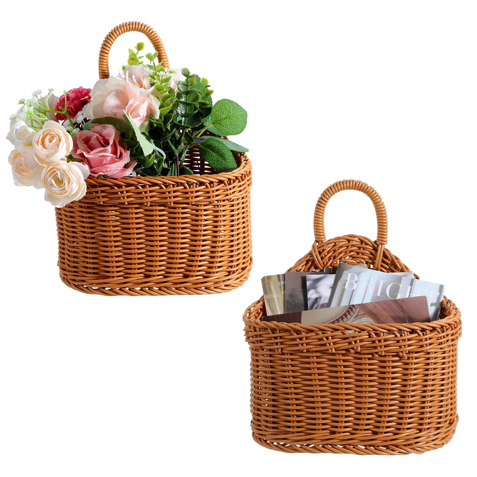 Photo 1 of 2 Pcs Hanging Storage Baskets, Wall Decorative Storage Basket Potato Garlic Onion Pantry Baskets Woven Washable Decorative Basket Kitchen Bin for Kitchen, Living Room