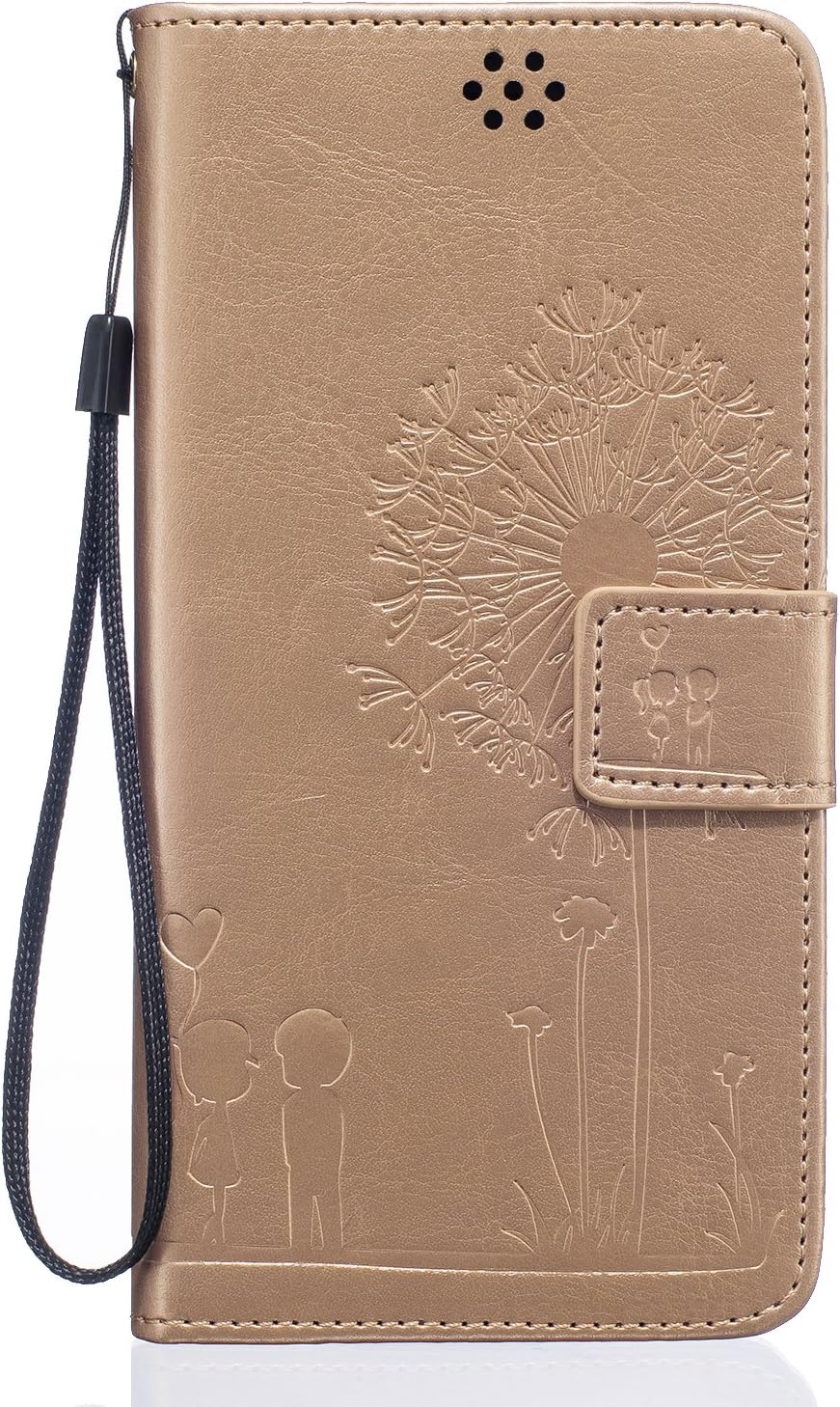 iPhone 6S Case, Wallet Embossed Cirrus PU Leather Case with Card Holders & Magnetic Clip Kickstand Soft TPU Inner Cover for iPhone 6/6s (Gold)