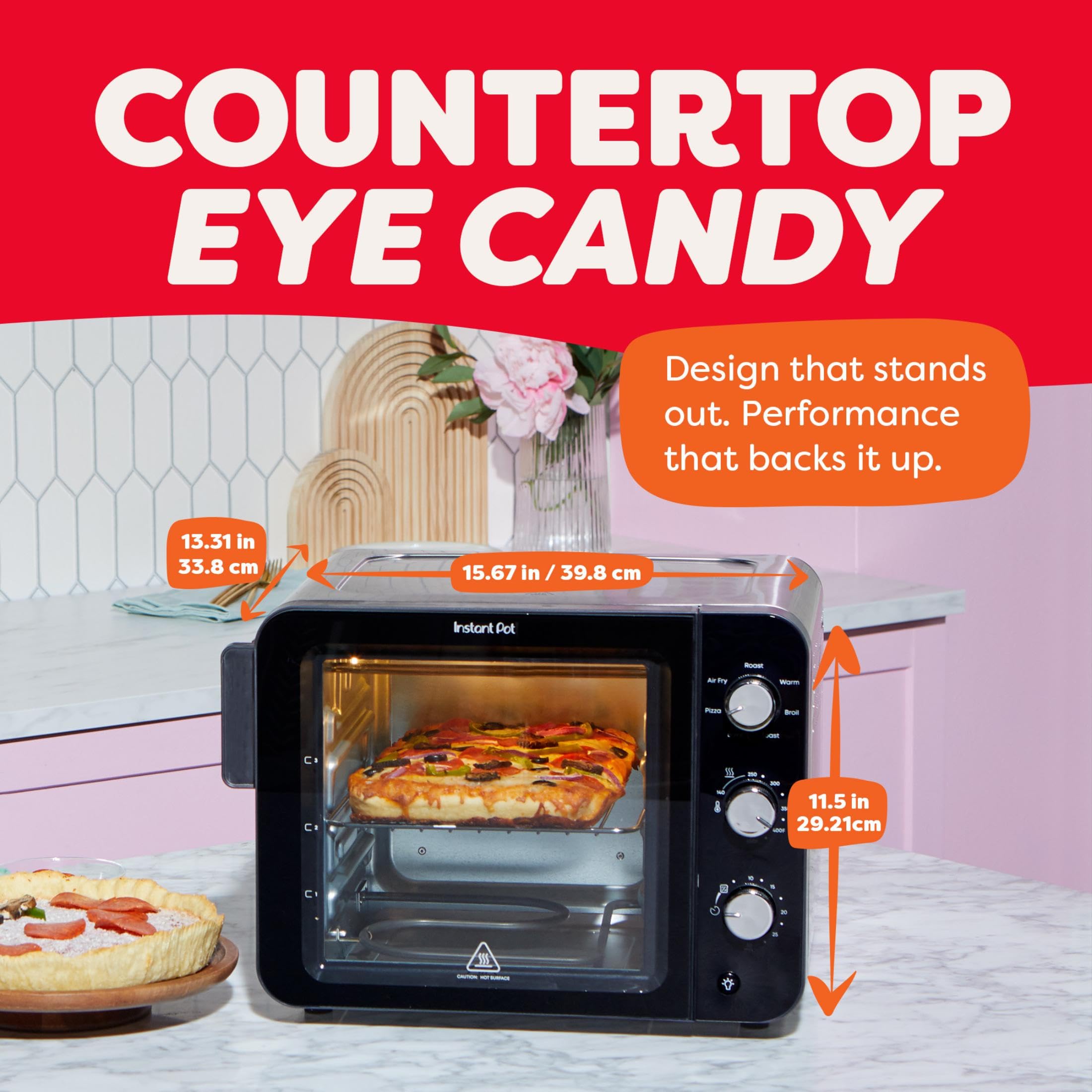 Instant Pot 4-Slice InstantHeat 7-in-1 Air Fryer Toaster Oven, Air Fry, Bake, Toast, Roast, Broil, Warm, and Make Pizza