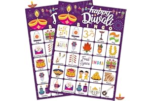 Fenkysoix Diwali Bingo Diwali Games with 24 Bingo Players Cards for Kids Adults Indian New Year Party Activities Favors Decorations