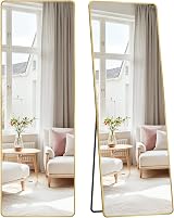 SONGMICS Full Length Mirror 160 x 50 cm with Stand Pale Gold LFM030A01