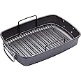 MasterClass KCMCHB52 Large Roasting Tin and Rack with PFOA Free Non Stick in Gift Box, Heavy Duty Carbon Steel, 40 x 28 x 7.5 cm, Grey