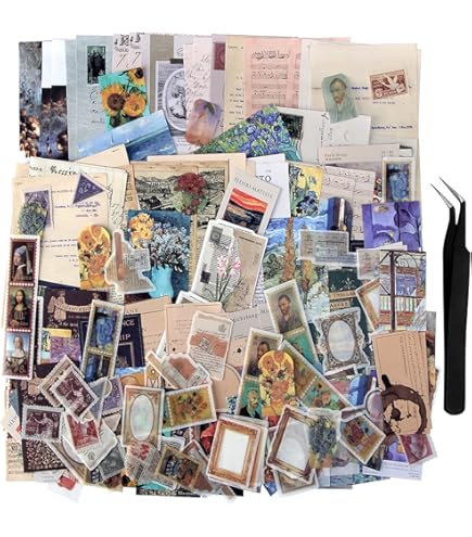 TIYPKE 200-Piece Vintage Journaling Sticker Kit - Aesthetic Scrapbook Supplies With Washi Stickers & Decorative Papers