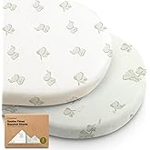 2-Pack Organic Bassinet Sheets for Girls, Boys - 100% Cotton Bassinet Mattress Sheets Compatible with Halo Bassinest Swivel S
