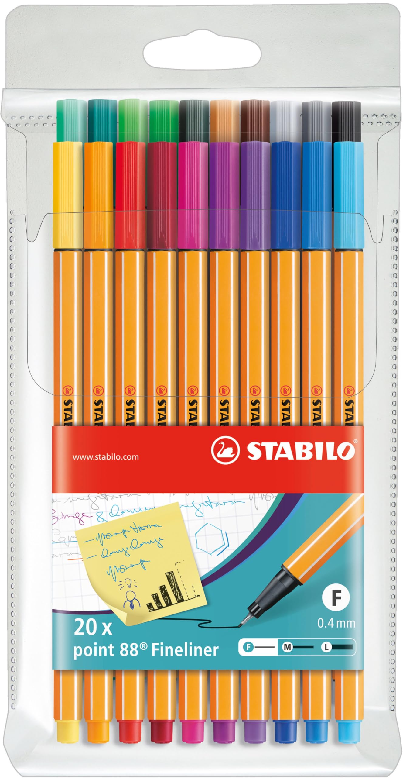 STABILO point 88 - Fineliner - Pack of 20 - Assorted Colours — image 1