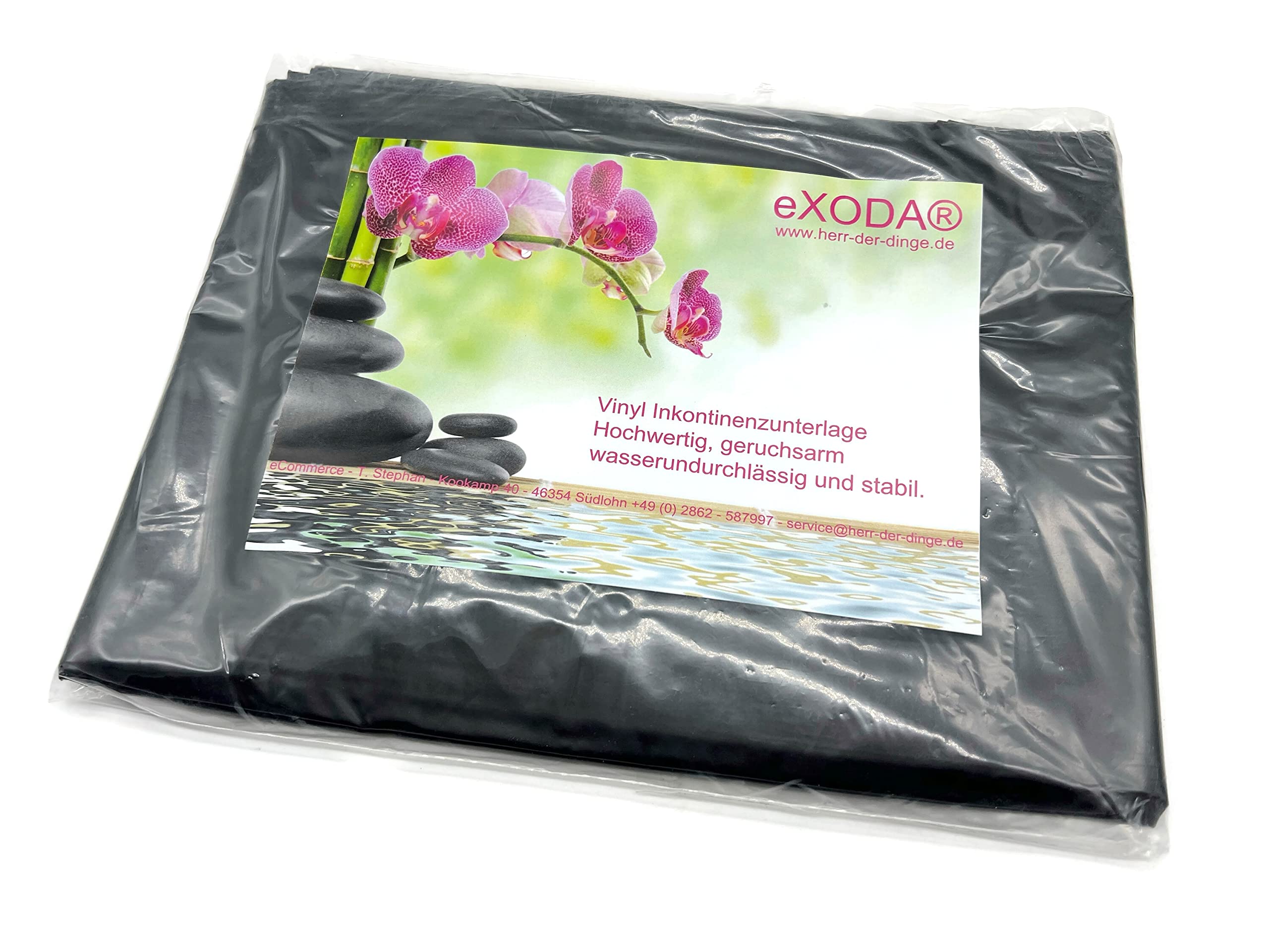eXODA Mattress Cover 180x260cm, Black - Waterproof Incontinence Sheet for Children & Adults, Washable Vinyl Underlay, Zipper Closure