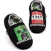 Minecraft Slippers Boys Kids Blue Creeper vs Zombie TNT House Shoes