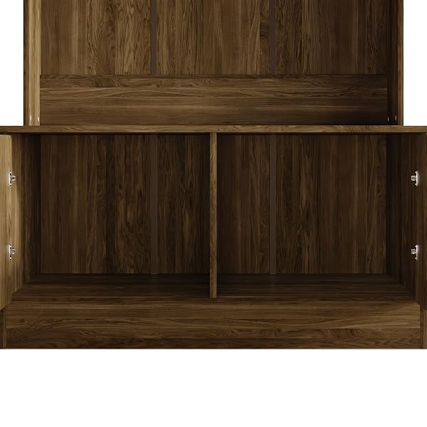 CASTLE PLACE WOODEN HALL TREE WITH BENCH AND STORAGE CABINETS, BROWN