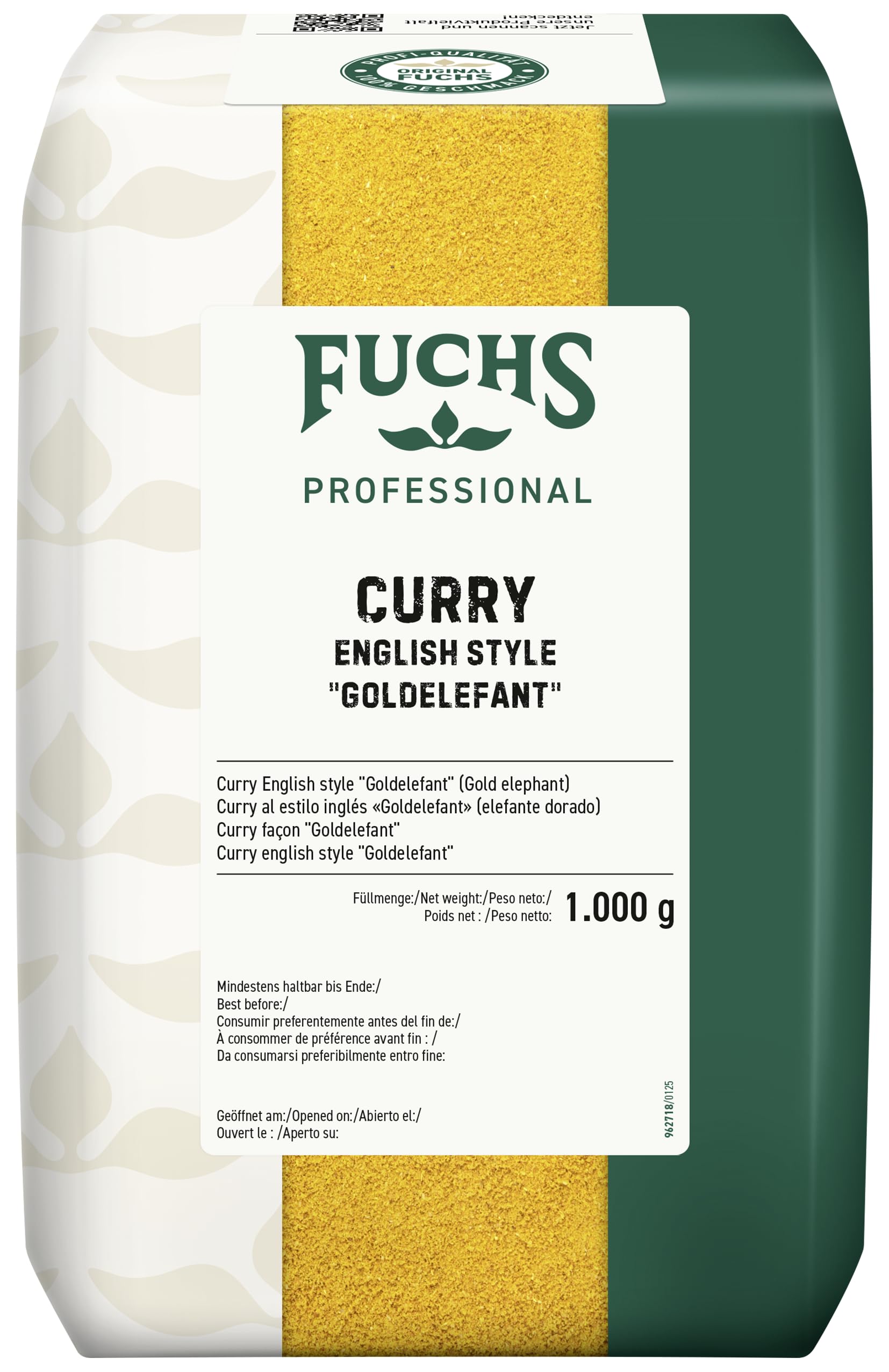 Fuchs Professional - Curry english style "Goldelefant" | Zum Würzen von Suppen, Saucen und Reisgerichten | Profi-Qualität für Großverbraucher und Gastronomie | 1 kg im recyclebaren Beutel