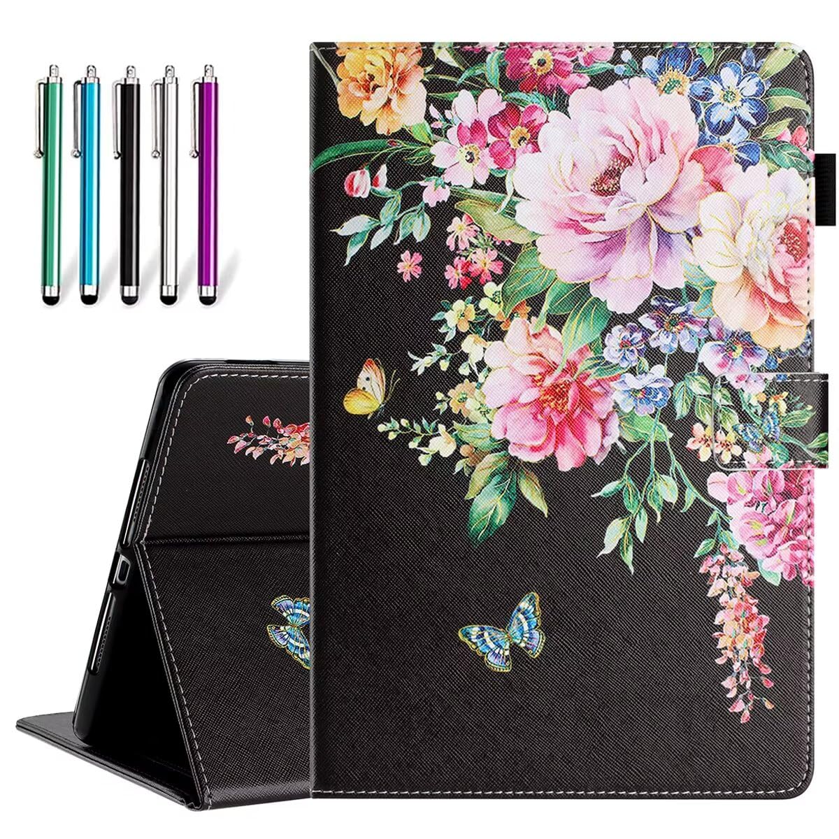 Fancity for iPad 9th Gen Case - 10.2 Inch PU Leather Case with Pen Holder, Card Slot, Smart Wake/Sleep Stand, Green/Pink
