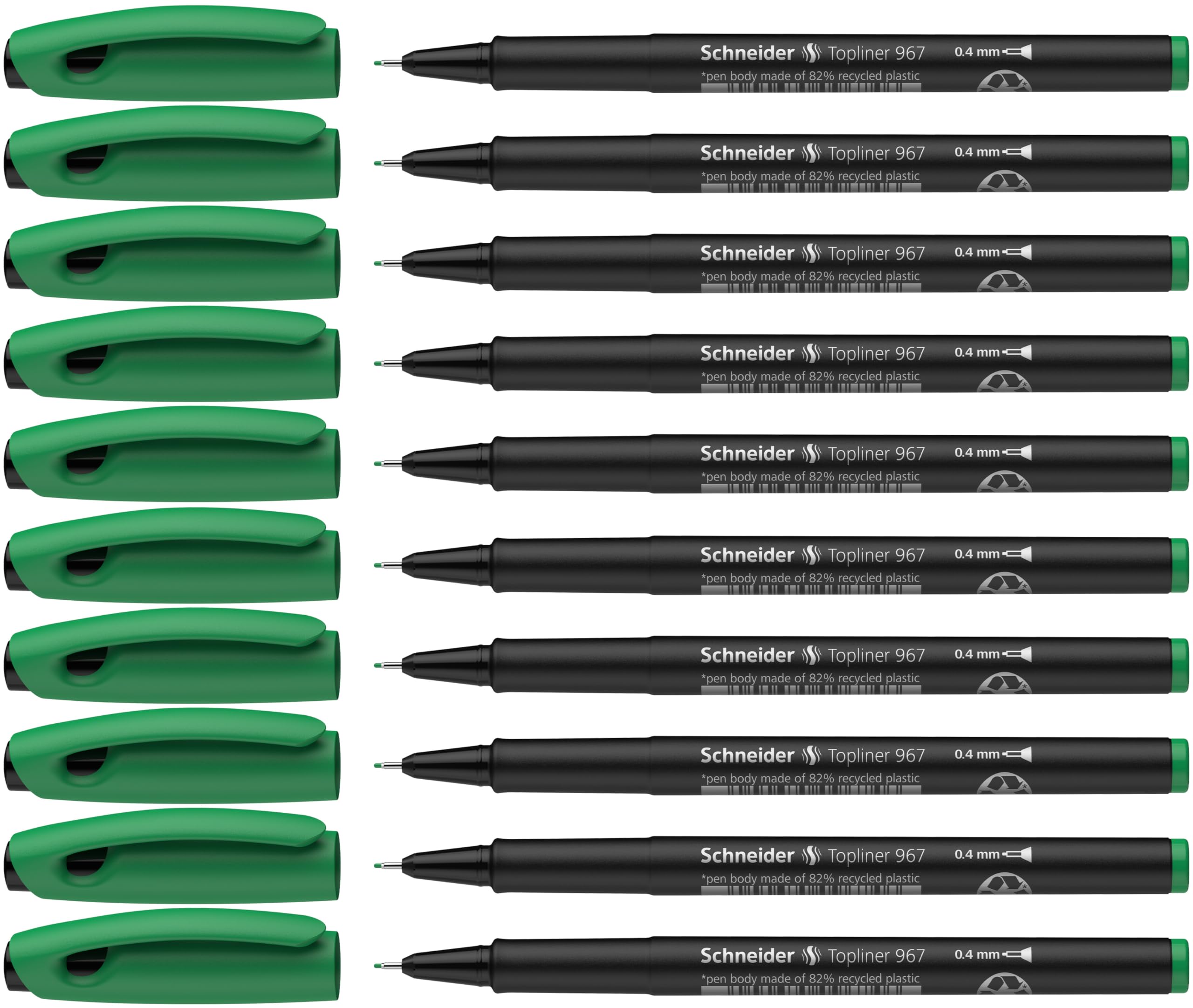 Schneider Topliner 967 Fineliner Pen - Green (Pack of 10) — image 1