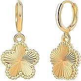 Clover Earrings for Women-14K Gold Plated Hypoallergenic Stainless Steel Five Leaf Dangle-Lightweight Non Tarnish 5 Flower Lucky Jewelry Gifts-Flower Earring