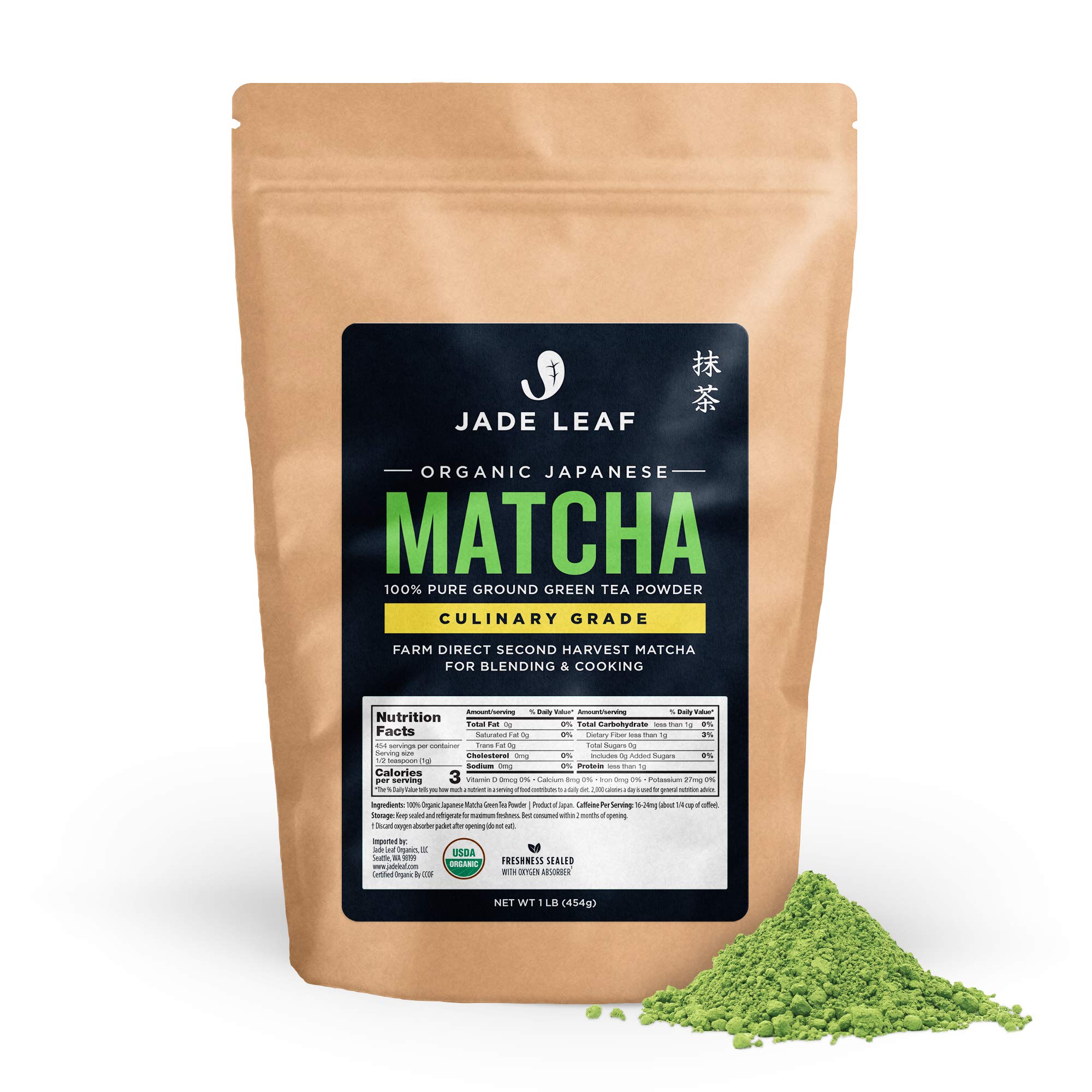 Jade Leaf Matcha Green Tea Powder USDA Organic, Authentic Japanese