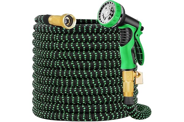 Expandable Garden Hose 25FT, 10-Function Spray Nozzle, Upgraded Latex Core Inner Pipe Retractable Water Hose with Sturdy 3/4'