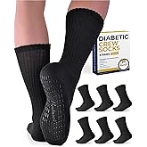 Pembrook 6 Pairs Diabetic Socks with Grippers for Men & Women - 12 Colors Neuropathy Socks for Women | Edema Socks