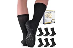 Pembrook 6 Pairs Diabetic Socks Men & Women with Grippers - Neuropathy Socks for Women | Edema Socks