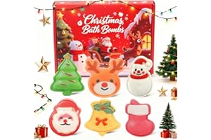 WARMLIFE Christmas Bath Bombs for Kids & Women, Handmade Bath Bomb Gift Set of 6 Fun Shapes, Perfect Stocking Stuffers for Teen Girls & Boys, Skin Care Bathbombs as Christmas Gifts for Kids