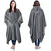 Catalonia Hooded Wearable Blanket Poncho for Adult Women Men, Fleece Wrap Blanket Cape with Hood | Warm, Soft, Cozy, Snuggly | Comfort Gift, No Sleeves