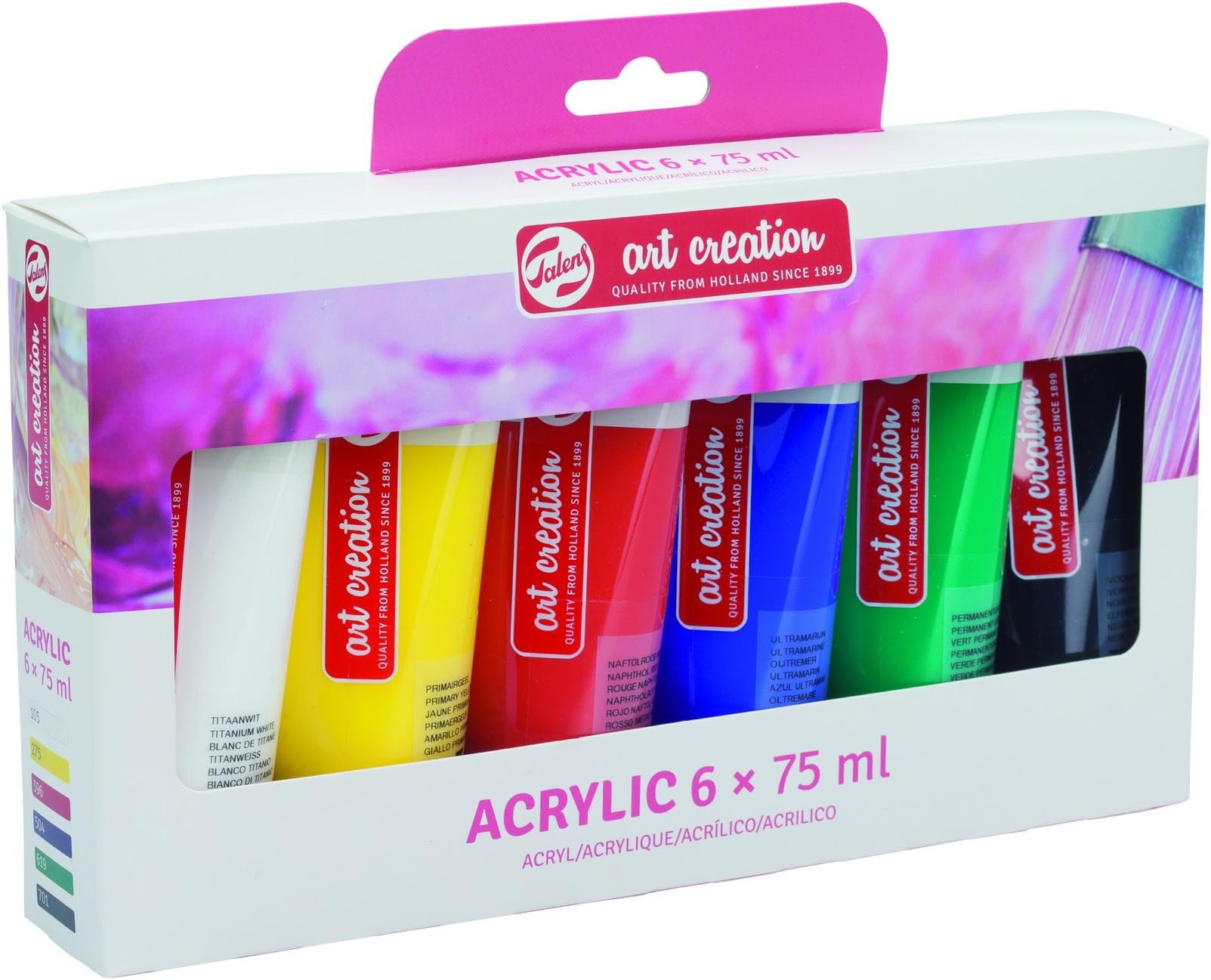 Talens Art CreationAcrylic Paint Set, 6 Colors (75 ml tubes) | Painting for Adults