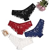 Avidlove Women Floral Lace Panties Sexy Hipster Underwear Cheeky Bikini Panties V-Shape Waistband Tangas