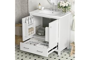 30" Bathroom Vanity with Single Sink, Combo Cabinet Undermount Sink, Bathroom Storage Cabinet with 2 Doors and a Soft Closing