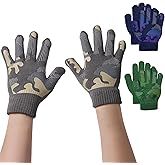 Brook + Bay Kids Magic Gloves - 3 Pack Kids Winter Gloves - Cold Weather Gloves for Boys & Girls - Children's Knit Gloves