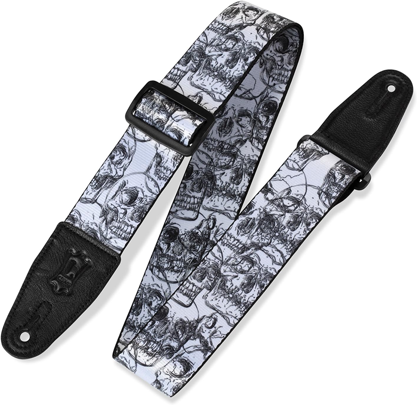 Levy's MPD2-048 2 inch Sublimation Polyester Strap -Black And White Skulls, Blackandwhiteskulls