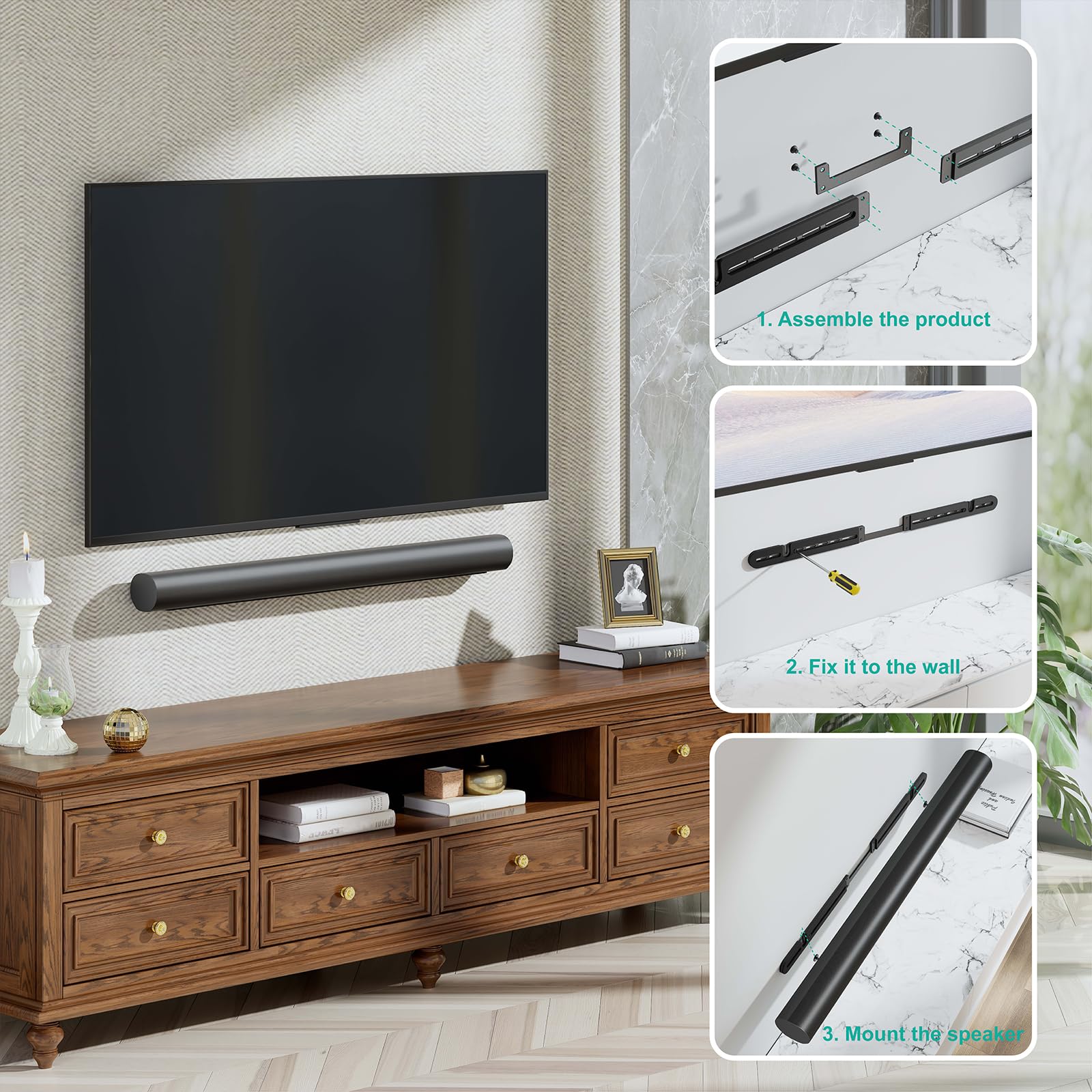 WALI Soundbar Mount for Sonos Arc and Sonos Arc Ultra - Sound bar Wall Mount Bracket, Minimalist Design, Perfect for Under TV Installation, Black