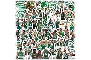 AHA PURE FOODS 50 PCS Boston American Vinyl Celtics Basketball Star Stickers for Water Bottle, Laptop, Bicycle, Computer, Motorcycle, Travel Case, Car Decal Decoration Sticker Graffiti Decals