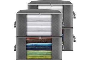 Clothes Storage Bag 4Pack 90L Large Capacity Solution Organizer for Clothes, Duvets, Comforters, Blankets, Bedding with Zip a