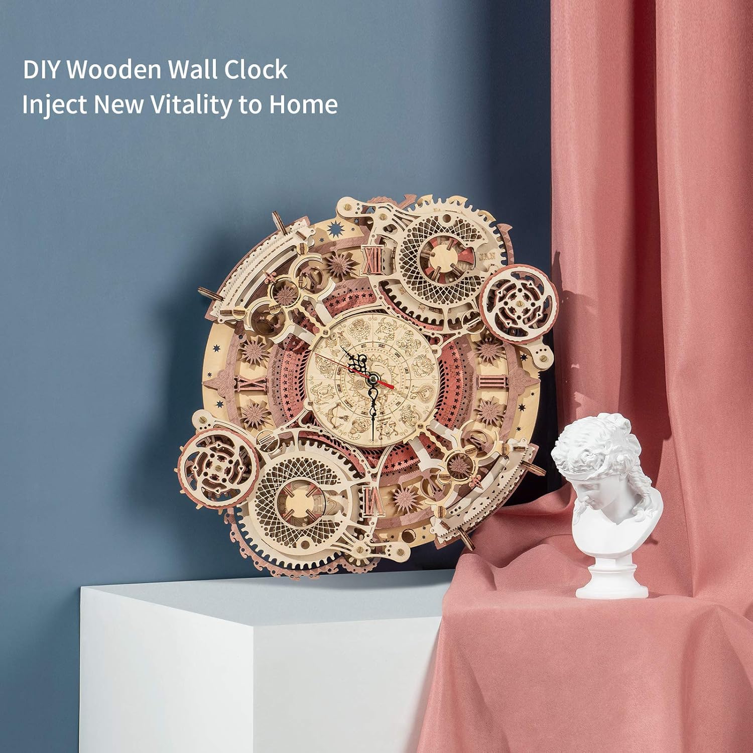 ROKR 3D DIY Wooden Puzzle for Adults Teens Zodiac Wall Clock Model Kits for Adults to Build Retro Decoration Gifts - Image 5