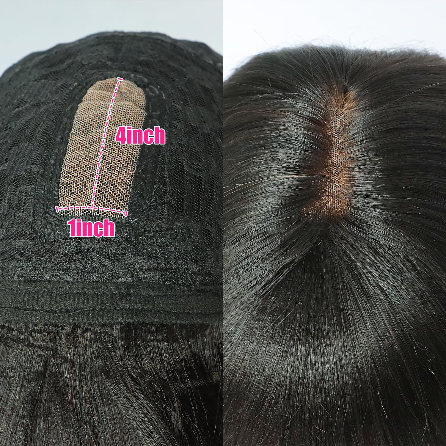 10 Inch Yaki Straight Bob Wig Human Hair with Bangs 1X4 Lace Short Black Bob Wigs with Breathable Cap Blunt Cut Bob Wig 200 Density For Women