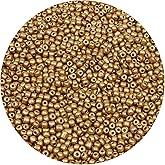 MIKIMIQI 2200pcs Glass Seed Beads Bulk, 4mm 6/0 Pony Beads Bulk for Jewelry Making Mini Spacer Beads Loose Beads Craft Small Glass Seed Beads for DIY Bracelet Wrist (Gold)