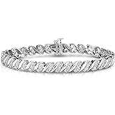 NATALIA DRAKE 1/4 Cttw Wave Link Diamond Tennis Bracelet for Women in 925 Sterling Silver Color I-J/Clarity I2-I3