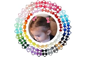 BBGIFTS 80PCS Tiny Hair Ties With Bows Baby Bows Rubber Bands Hair Ties Soft Elastics Ponytail Holders Hair Accessories for Infants Toddlers Baby Girls Multi-colored