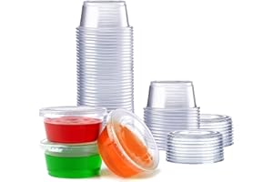 GUSTO [2 oz. - 50 Count] Clear Disposable Portion Cups with Lids - Soufflé Containers, Jello Shot Cups with Lids, Clear Conta