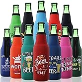 Summer Beer Bottle Insulator Sleeve with Zipper Neoprene Insulated Bottle Jackets Keep Warm and Cold Beer Sleeves with Stitched Fabric Edges for Party