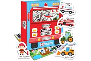 Curious Columbus Vehicles Fridge Magnets for Toddlers 1-3 Year Olds. Large Foam Refrigerator Magnets for Kids Baby and 3-5 Years Old. Magnetic ABC Learning Magnet Educational Toys Babies to Preschool